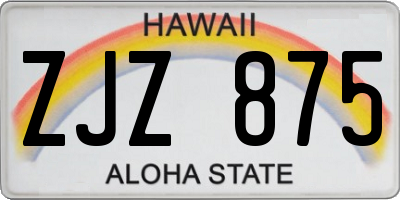 HI license plate ZJZ875