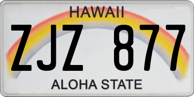 HI license plate ZJZ877