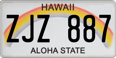 HI license plate ZJZ887