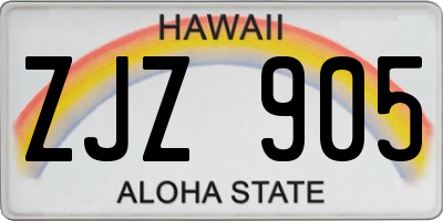 HI license plate ZJZ905