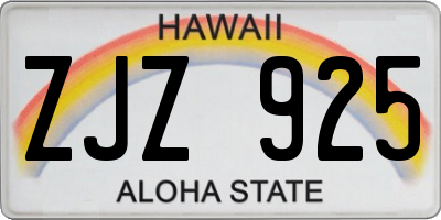 HI license plate ZJZ925
