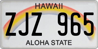 HI license plate ZJZ965
