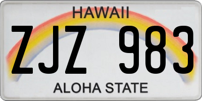 HI license plate ZJZ983
