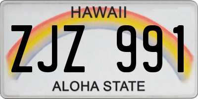 HI license plate ZJZ991