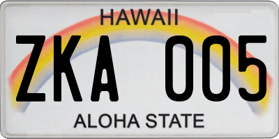 HI license plate ZKA005
