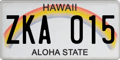 HI license plate ZKA015