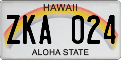 HI license plate ZKA024