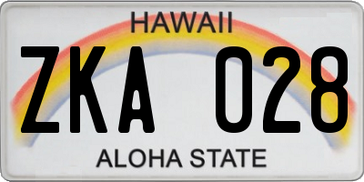 HI license plate ZKA028