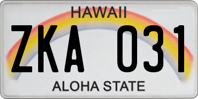 HI license plate ZKA031