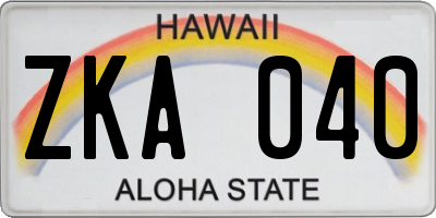 HI license plate ZKA040