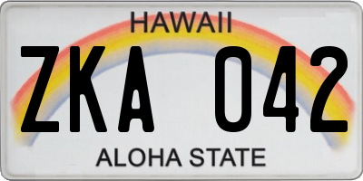 HI license plate ZKA042