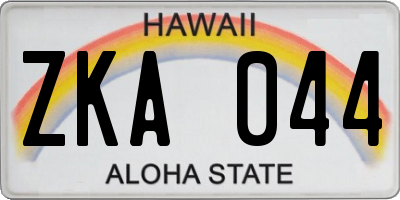 HI license plate ZKA044