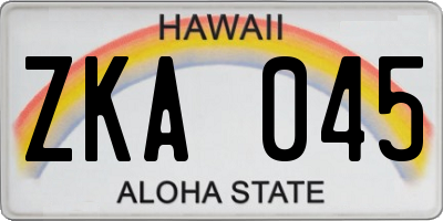 HI license plate ZKA045