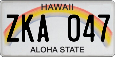 HI license plate ZKA047