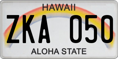 HI license plate ZKA050