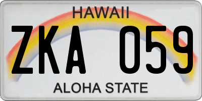 HI license plate ZKA059