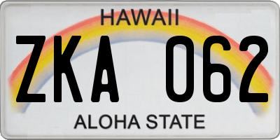 HI license plate ZKA062