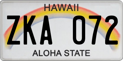 HI license plate ZKA072