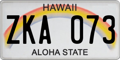 HI license plate ZKA073