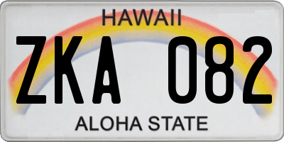 HI license plate ZKA082