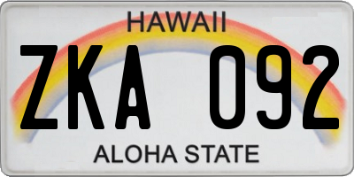 HI license plate ZKA092