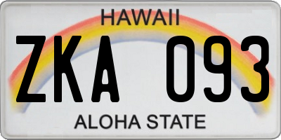HI license plate ZKA093
