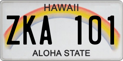 HI license plate ZKA101