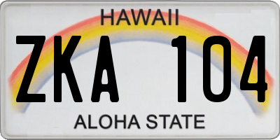 HI license plate ZKA104