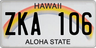 HI license plate ZKA106