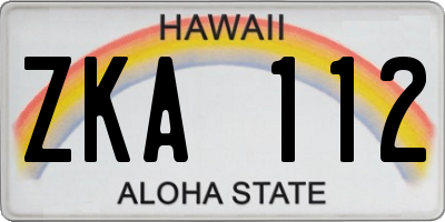 HI license plate ZKA112