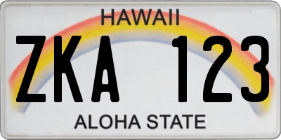 HI license plate ZKA123