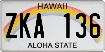 HI license plate ZKA136
