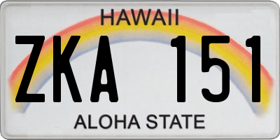 HI license plate ZKA151