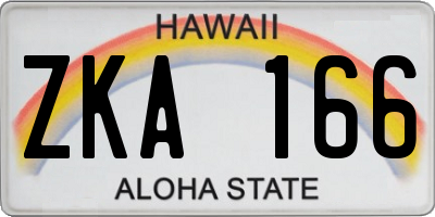 HI license plate ZKA166