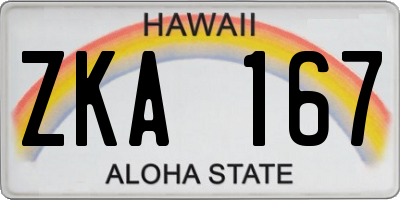 HI license plate ZKA167