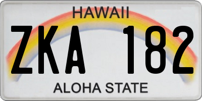 HI license plate ZKA182