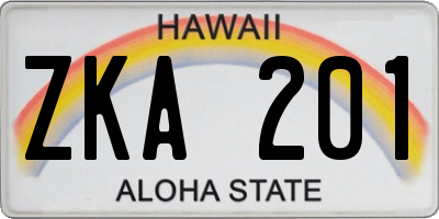 HI license plate ZKA201