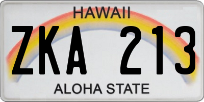 HI license plate ZKA213