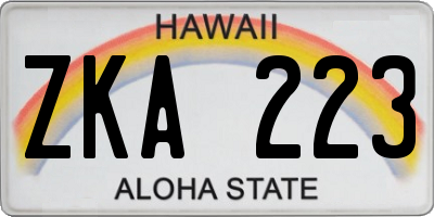 HI license plate ZKA223