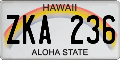 HI license plate ZKA236