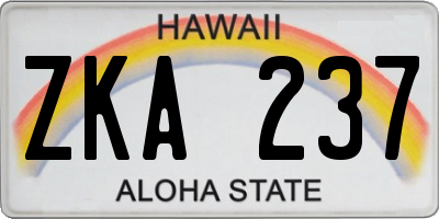 HI license plate ZKA237