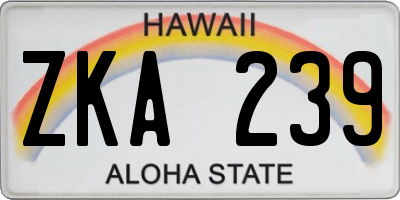 HI license plate ZKA239