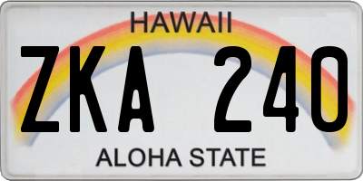 HI license plate ZKA240