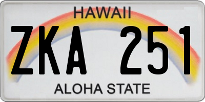 HI license plate ZKA251