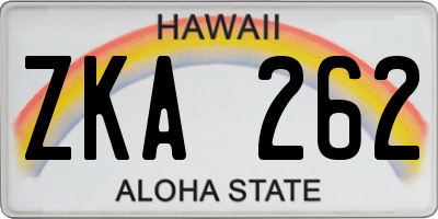 HI license plate ZKA262