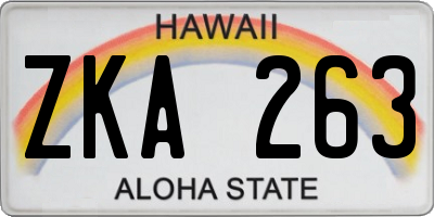 HI license plate ZKA263
