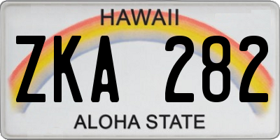 HI license plate ZKA282