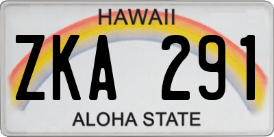 HI license plate ZKA291