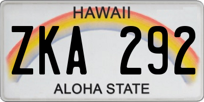 HI license plate ZKA292