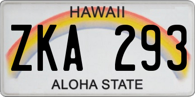 HI license plate ZKA293
